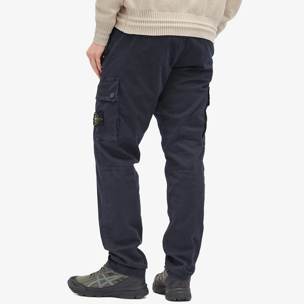 Stone Island Men's Brushed Cotton Canvas Cargo Pants Navy Blue